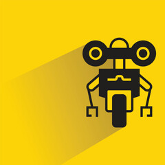 Poster - robot character with shadow on yellow background