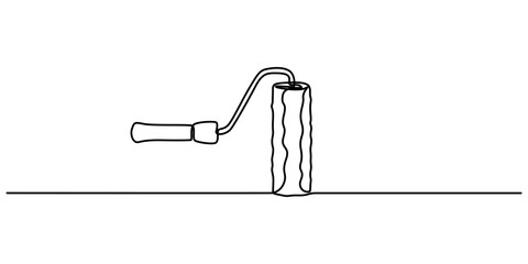 Aufkleber - Continuous editable line drawing of paint roller. Paint roller icon in one line, paint roller brush work industry object line art,  one line art paint roller vector illustration. line art, one minimal