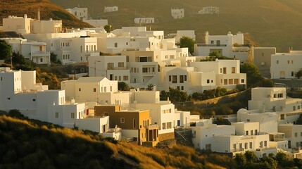 Poster - A breathtaking view of white houses at sunrise
