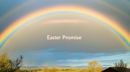 Wall Mural - a breathtaking rainbow arching over a tranquil countryside, 