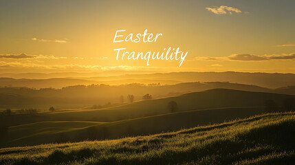 Wall Mural - a sunrise over a peaceful countryside with rolling hills, 