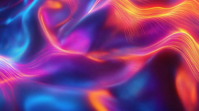 A luminous, multicolor wave texture with a futuristic glow, showcasing smooth transitions between vibrant colors.