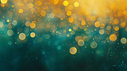 Aufkleber - A soft, blurry background featuring vibrant yellow and turquoise bokeh lights creating a festive, celebratory atmosphere, symbolizing joy and celebration.