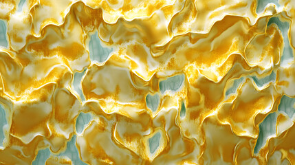 Poster - Abstract gold and green background with flowing water patterns creating a captivating visual effect