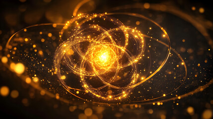 Poster - Golden flower on a black background with an abstract conceptual design