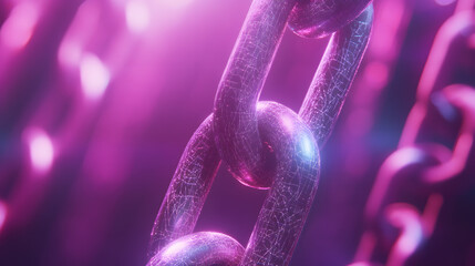Poster - Close-up of a metal chain link on a textured surface with abstract patterns and colors