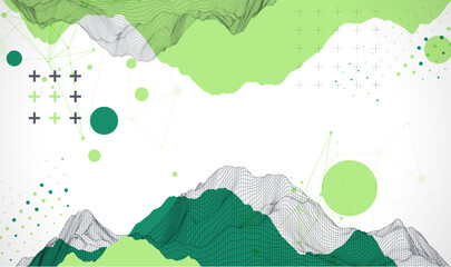 Aufkleber - Trendy abstract wireframe background. Modern science or technology art elements. Surface illustration.