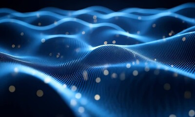 Poster - Futuristic data stream visualization with glowing particles animation design