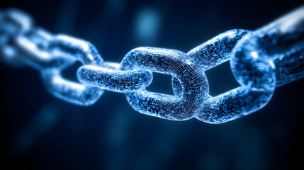 Poster - Conceptual depiction of a chain with a central link surrounded by abstract elements