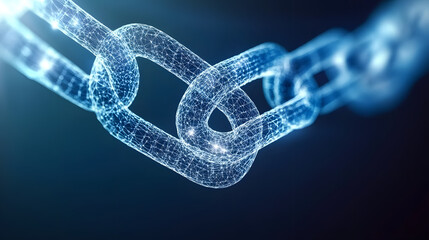 Poster - Conceptual image of a glowing chain link surrounded by vibrant elements and abstract design elements