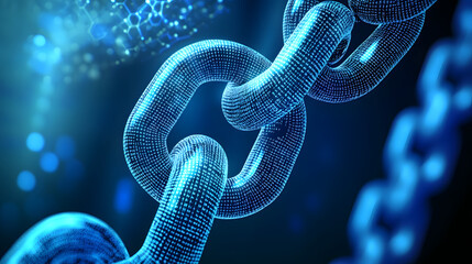 Poster - Chain link connected to a chain with a conceptual representation of a unique identifier