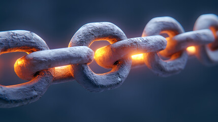 Poster - Metal chain interlinked with tulip flowers creating a conceptual artwork representation on a white background