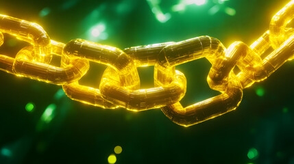 Poster - Chain with glowing lights displayed on a surface with artistic background