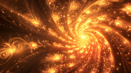 Poster - Computer generated image of a swirling orange and yellow abstract pattern with a tulip flower design
