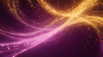 Poster - Cosmic abstraction featuring light streaks and a purple background with a black element