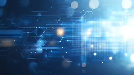 Poster - Abstract digital background with blue tones, glowing lines, and data patterns. Ideal for technology and innovation themes