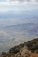 Wall Mural - The panorama opening from the pick Puig Camapan in the direction of Benidorm and sea, Spain 