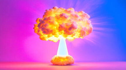 Poster - Smoke rising from a pink background with tulip flowers creating a dramatic and artistic composition