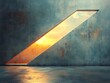 © heinng - Warm sunset light streams through abstract concrete window. AI Generated