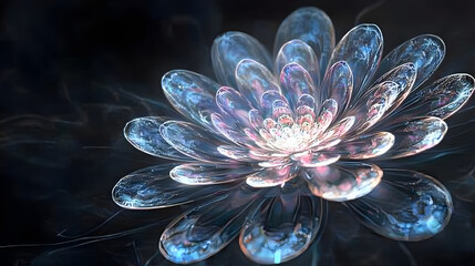 Poster - Flower with luminous glow on black background showcasing delicate petals and intricate details