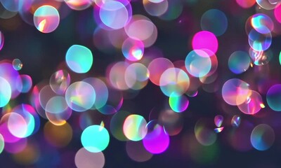 Fototapete - Colorful reflections of light create a mesmerizing atmosphere in an enchanting display of sparkling bubbles
