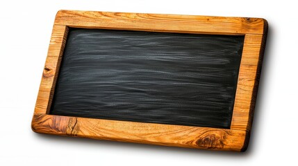 Blank blackboard ready for educational use with variety of teaching materials on a clean white background