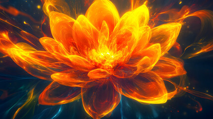 Poster - Artistic interpretation of a flower with flames in the center creating a surreal and dreamy visual effect