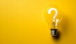 © SBAPNA- GRAPHIC - Light bulb and question mark sign on yellow background, concept of creativity, ideas and curiosity. Light bulb retro style