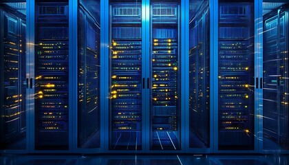 Poster - A data center futuristic technological background texture with complex shapes 