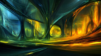 Poster - Colorful abstract painting featuring vibrant colors and dynamic shapes in an artistic composition