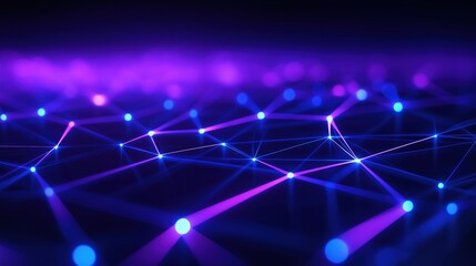 Poster - Futuristic Digital Network with Glowing Blue and Purple Lights in a Cosmic Setting