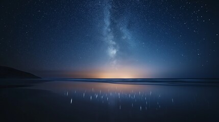 Aufkleber - a night sky reflecting perfectly on a still ocean