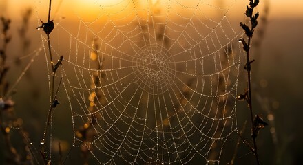 spider web with dew drops