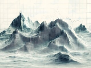 Poster - A stunning abstract depiction of mountains, showcasing intricate textures and a soft color palette. Ideal for projects requiring a touch of nature's serenity and creativity.