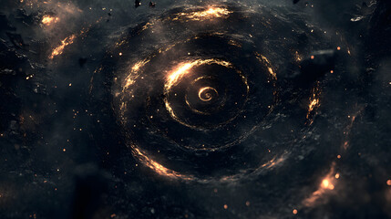 Poster - Spiral of fire and smoke centered in a black hole abstract conceptual art