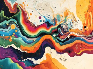 Poster - A vibrant abstract artwork featuring a swirl of bold, colorful waves. The dynamic patterns evoke feelings of creativity and energy, perfect for design projects and modern decor.