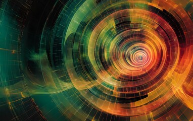 Poster - Abstract digital design featuring vivid colors and concentric circles