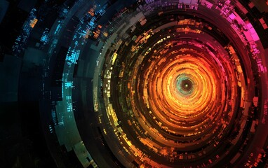 Poster - An abstract visual representation featuring vibrant concentric circles of color