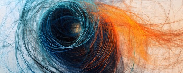 Poster - This abstract swirl of blue and orange colors creates a dynamic visual effect, conveying movement and energy. Ideal for backgrounds, websites, and creative projects.