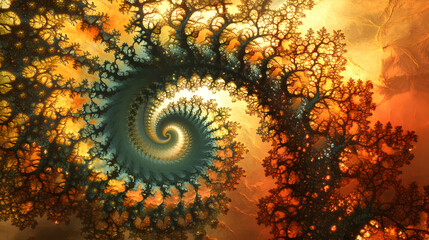 Poster - Computer generated image of a futuristic spiral structure with intricate details and a modern artistic design