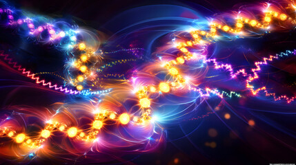 Poster - Colorful abstract background with lights and futuristic artistic elements in vibrant hues