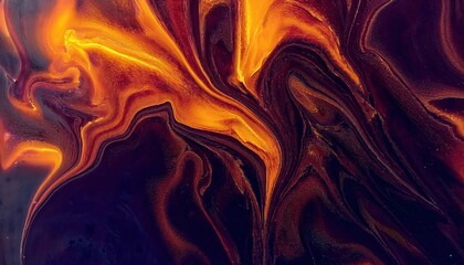Poster - swirling abstract texture with orange and dark purple hues, ideal for modern art prints or graphic design background