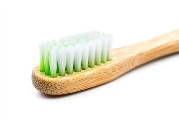 Wall Mural - Bamboo toothbrush on white background