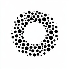 Aufkleber - Abstract Circle Composed of Black Dots on White Background: A minimalist and modern geometric design for graphic arts.