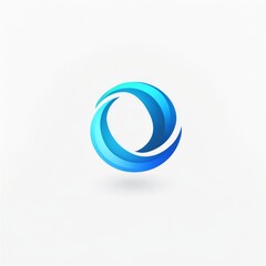 Aufkleber - Abstract Circular Gradient Logo Design with Blue Tones and a Soft Shadow on a Clean White Background