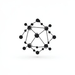 Aufkleber - Abstract Molecular Network: Black Nodes and Lines on a White Background.