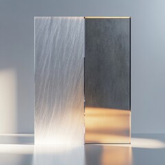 Leinwandbilder - Abstract Textured Panels with Golden Accents in Minimalist Light-Filled Setting - Conceptual Art