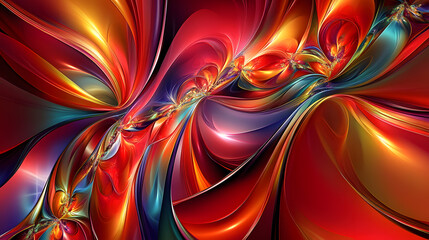 Poster - Red and yellow abstract background with futuristic digital design elements