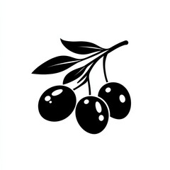 Poster - Black and White Olive Branch Graphic: A Simple and Elegant Design for Mediterranean Cuisine and Health Concepts
