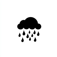 Poster - Black Silhouette of Rain Cloud: Simple Vector Graphic for Weather Forecast and Design Use 